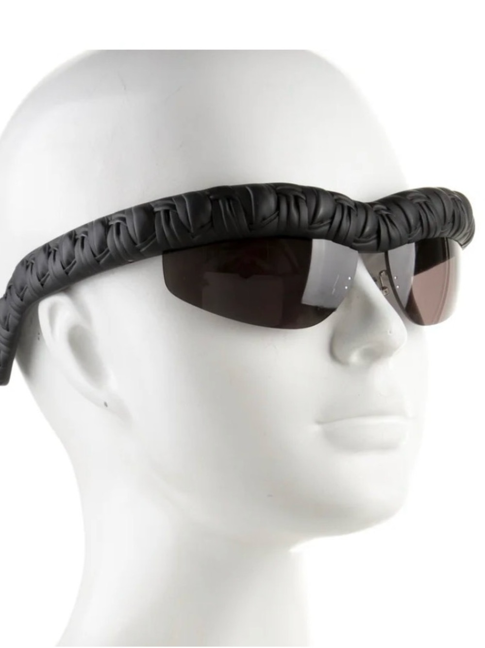 Bottega Veneta Woven Leather Visor Sunglasses - Black